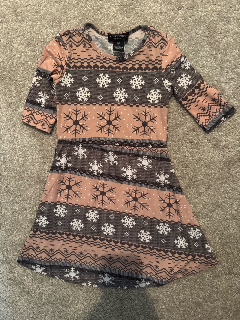 Cozy Snowflake Print Pullover - Pink & Gray